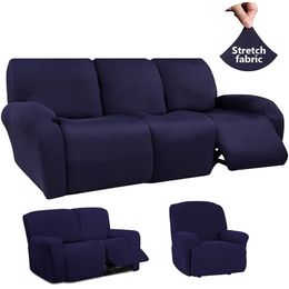 1/2/3 Seater Recliner Sofa Cover Elastische Relax Fauteuil Stretch Liggend Stoel Luie Jongen Meubelbeschermer 220222