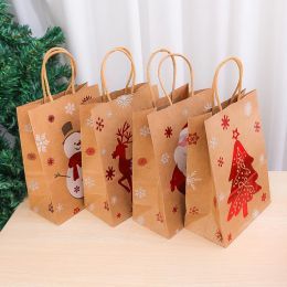 1/2/3 stks Kerst Kraft papieren zak Kerstman Snowflake Snowflake Small Bell Christmas Packaging Supplies Xmas Packaging Gift Paper Bags