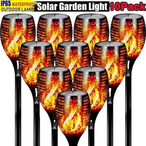 1/2/4/6/8/10/12Pcs Solar Flame Torch Light Flickering Light Waterproof Garden Decoration Outdoor Lawn Path Yard Patio Floor Lamp
