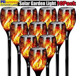 1/2/4/6/8/10 stks Solar Flame Torch Lights Flickering Light Waterdichte Tuinde Decoratie Outdoor Lawn Path Yard