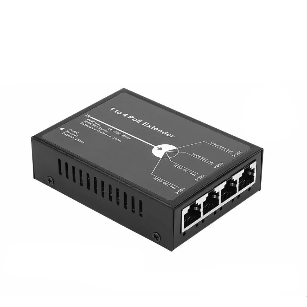 1/2/4 Port Poe Extender IEEE802.3AF 100MBPS POE Extender för IP Port Max Extend 120m Network Switch Repeater för IP -kamera