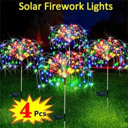 1/2 / 4pcs Solaire LED Firework Light Light Outdoor Garden Decoration Payway Pathway Light for Patio Yard Party Christmas Wedding 240408