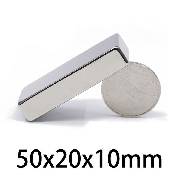 1/2 / 5pcs 50x20x10mm super fort néodyme n35magnets block aimant permanent puissant magnétique 50 * 20 * 10 mm