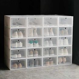 1/2/6/12 pièces pliable en plastique chaussures étui tiroir étui en plastique anti-poussière chaussure boîte de rangement empilable boîtes chaussures organisateur boîte à chaussures L230705