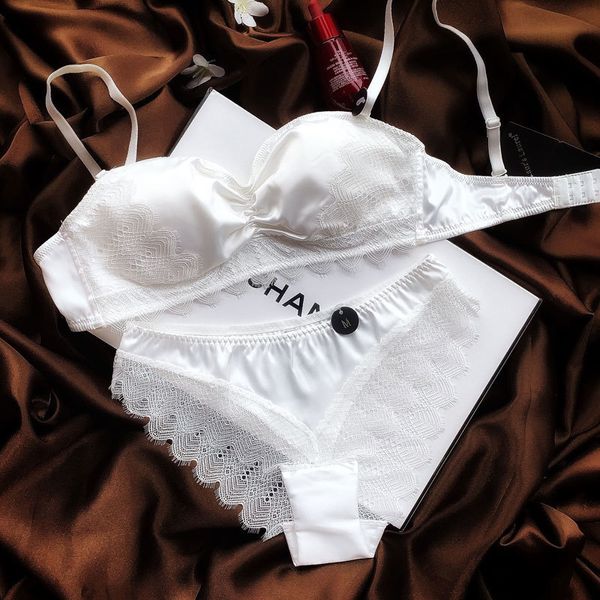 1/2 tasse France dentelle soik mince tampon brassiere et culotte transparente féminine sans fil de sous-vêtements sexy soudure soutien-gorge coton filles intimes lj201031