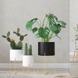 Support pour plantes en or 1/2, avec Pot de fleurs, Type de sol, support pour plantes succulentes, jardinière en métal de Style nordique, balcon intérieur et extérieur, 240311