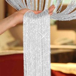 1 * 2 M Glitter String Deur Gordijn Kralen Kamer Dividers Kralen Fringe Raampaneel Divider Woondecoratie Creatieve Drape Room Decor 210913