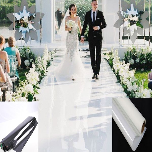 1.2 mètres de large mariage décoration allée coureur miroir tapis fête scène centres de table fournitures blanc et noir Options
