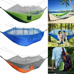 1-2 Person Hammock with Mosquito Net Outdoor garden Couch Hanging Bed Parachute Sleep Swing Portable Furniture for fishing Camp