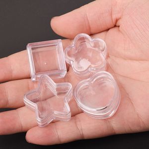 1/20pcs mini boîte de rangement en plastique transparent boîtes coeur acrylique pilule à l'épreuve de l'humidité petit boîtier bijoux de bricolage emballage portable