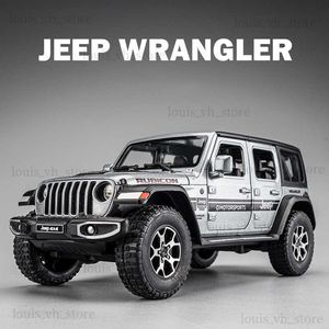 1 22 Jeeps Wrangler Rubicon Alloy Model Toy Toy Diecasts Metal Casting Pull Back Sound en Light Car Toys voor LDren Voertuig T230815