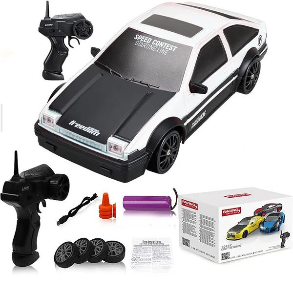 1 24 AE86 Télécommande Car Racing Vehicle Toys for Children 4wd 2,4g GTR RC RC Drift Car Cadeaux pour adultes Kids 240408