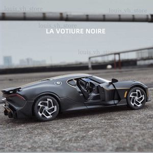 1 24 Bugatti La Voiture Noire Black Dragon Supercar Aleación COLO COMO COMO MODELO CAR SONIDO Y TOMOS LIGERES PARA LDREN T230815