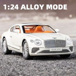 1 24 Continental GT Model Car Alloy Diecast Toy Car Recolble Collectible Tat Back Toy Vehicles With Black 240516