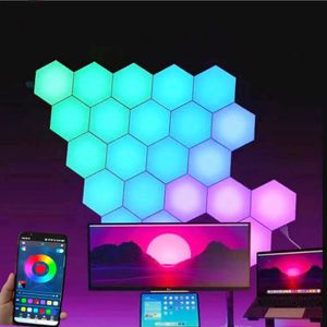 1-24 pièces capteur tactile USB LED veilleuse sensible hexagonale lampe à LED modulaire hexagones décoration créative applique murale