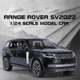 1/24 Range Rover SV Metal Alloy Diecast Model Auto Off Road Vehicle Sound Light Gifts For Boyfriend Toys For Children Kids 240306