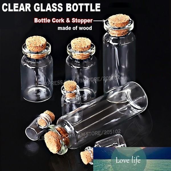 1-25 ml vides bouteilles en verre transparent bocaux flacon avec bouchon en liège pour bricolage message de souhait échantillon parfum conteneur Nail Art perle réactif