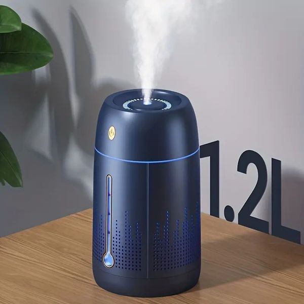 Humidificateur de grande capacité 1,2 l, Volume de brouillard domestique, lumières colorées, purificateur d'air, aromathérapie, salon, bureau, humidificateur silencieux