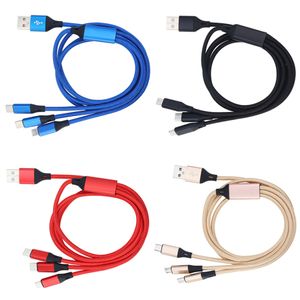 1.2m 3 in 1 Snel Opladen Kabels Koord Micro USB Type C Lader Kabel Multi Port Charge Lijn voor Samsung Xiaomi Mobiele Telefoon