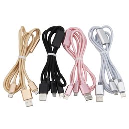 1,2 m 3-in-1-Ladekabel aus geflochtenem Nylon, Micro-USB-Typ-C-Telefonladekabel für Samsung-Android-Smartphones, Schnellladekabel