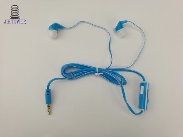 1.2m longueur de câble écouteurs intra-auriculaires Design plat de nouilles écouteurs avec micro bleu blanc noir écouteur de nouilles avec micro souple Matériel 100pcs
