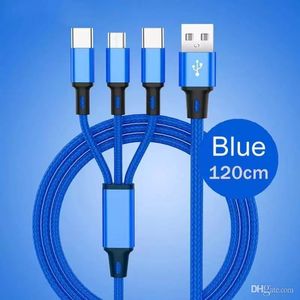 1,2 m opladerlaadkabels voor Samsung Note20 S20 S22 3 In 1 micro USB Type C snelle lader kabel UBSC koord met OPP -tas