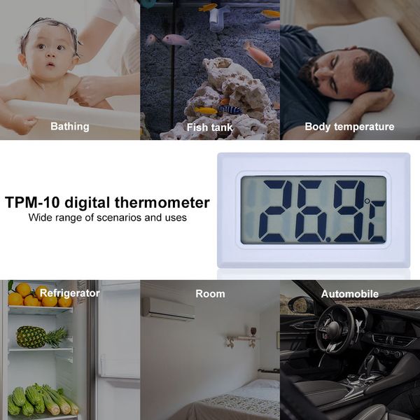 1/2M TPM-10 Medimiento de temperatura digital Termómetro LCD Termómetro Implaz de la sonda Sensor de temperatura para el refrigerador de peces de automóvil