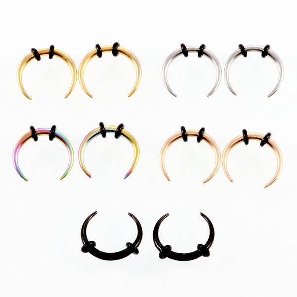 Aros para la nariz de acero inoxidable 316L quirúrgico de 8mm de diámetro, aros para la nariz tipo C, Piercing para el tabique de silicona, joyería en 5 colores