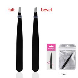 1.2mm bevel roestvrij staal zwart wenkbrauw pincet pincetjes dressing wenkbrauw clip make-up wenkbrauw clip schoonheid tool