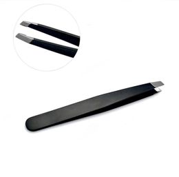 1.2mm bevel roestvrij staal zwart wenkbrauw pincet pincetje dressing wenkbrauw clip make-up wenkbrauw clip schoonheid tool 100 stks DHL