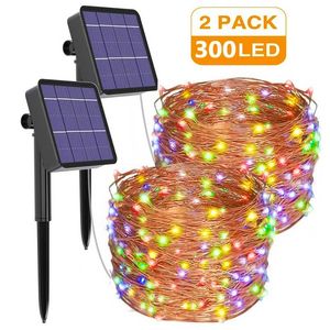 1/2pack extérieur solaire led lumières étanche fil de cuivre guirlande lumineuse pour balcon jardin décoration arbres patio mariages fête 211104