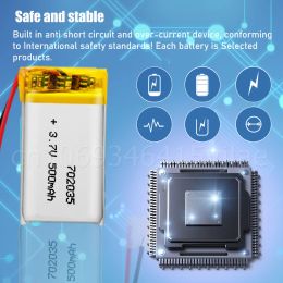 1-2PCS 702035 3.7V 500 mAh Oplaadbare lithiumpolymerbatterij voor MP3 MP4 GPS PSP TOYS BLUETOOTH REETOOTH EARTHEID LED-LEDE LEIDEN