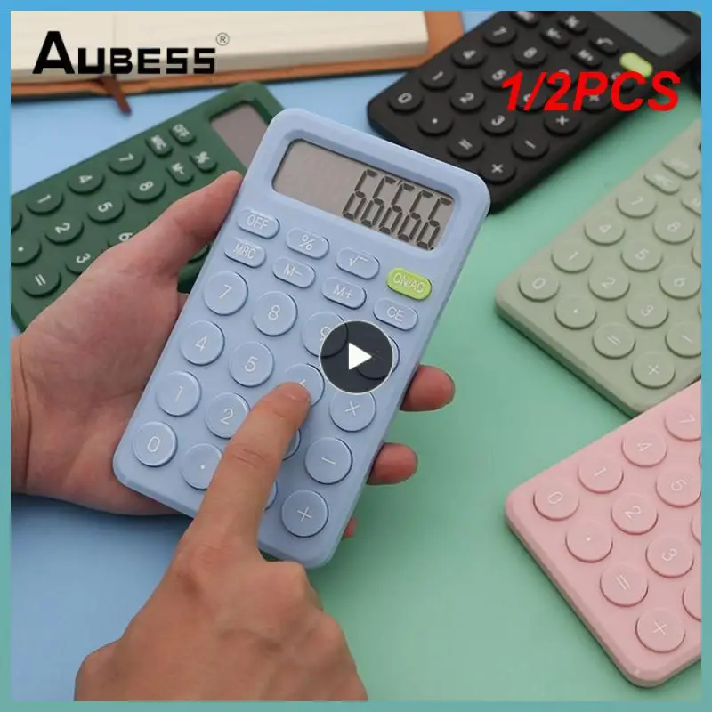1/2 stks snoepkleurcalculator 8-cijferige handheld student calculator gemakkelijk te gebruiken minimalistisch digitaal voor kantoor kleurrijk