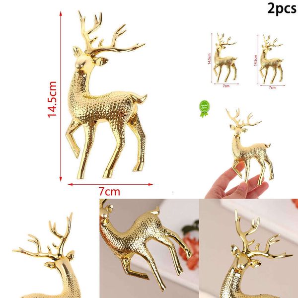 1/2pcs Christmas Elk Plastique Golden Gâteau Topper Decoration Decoration Joyeux Noël Année de mise à jour pour la décoration intérieure Cadeau