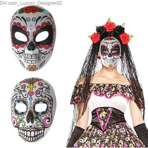 1/2 Unids Día de los Muertos Máscaras Cráneo de Azúcar Máscara de Cara Completa Fiestas de México Accesorios de Mascarada Disfraz de Halloween para Mujeres Hombres Q230824