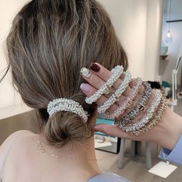 1/2pcs Faux Pearl Hair Rope Multicolor Beads Scrunchie Ponytail Suppilón de cabello elástico Accesorios para el cabello Fashion