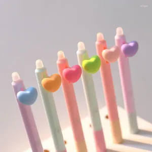 Stylo effaçable couleur bonbon Kawaii, mignon en forme de cœur, presse neutre pour étudiant, stylos à Gel correctables, papeterie scolaire coréenne, 1/2 pièces