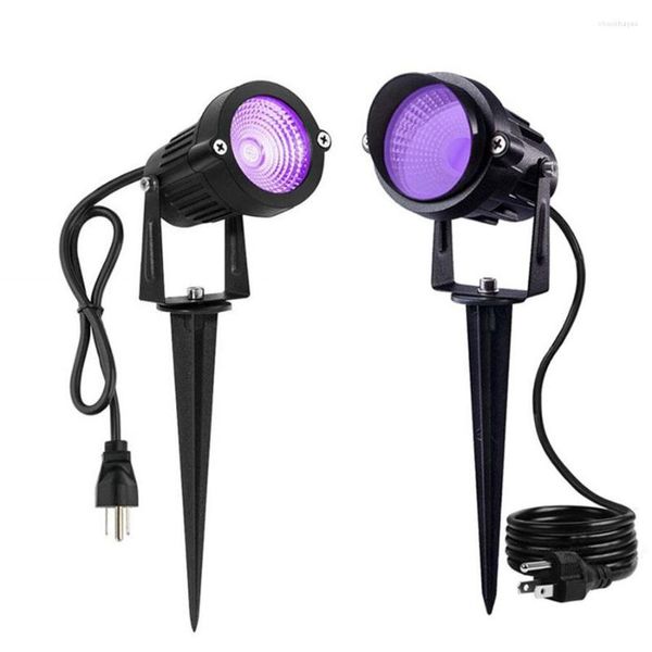 Foco ultravioleta para exteriores, luz negra de LED UV, impermeable, para jardín, con estaca de tierra, luces para césped, 1/2 Uds.