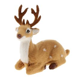 1 / 2pcs Miniatures Christmas Sika Deer Reindeer Elk Scene Arrangement Props Lie - Brown