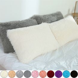 1/2 stks Shaggy Kussensloop Pluche Case Fluffy Decorative Covers Solid Color Cushion Cover Bedding Supplies 50x70cm 220217