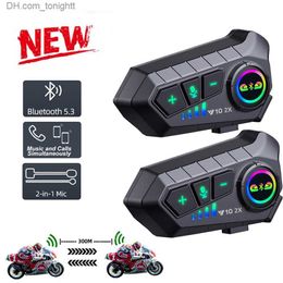 1/2x musique Interphone Bluetooth 5.3 casque de moto Interphone casque étanche 300m Intercomunicador haut-parleur écouteur Q230830