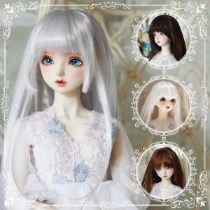 1/3 1/4 1/6 BJD Doll Wig Grey Blue Bangs Long Hair Wig Childrens Playhouse Decoration Decoration Toy Gift 240507