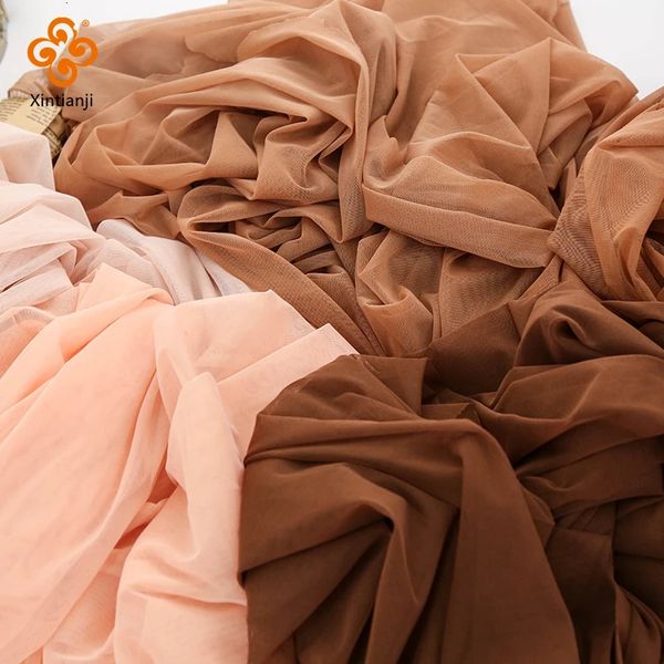 1/3/5 mètres Soft 4 Way Stretch Nude Power Mesh Fabric par les mètres pour vêtements Couture Robe de support Botting Dance Tulle 240409
