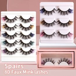 1/3/5 paren Russische strip wimpers extensies leveren pluizig volume valse wimpers 7d dd krul dramatische rommelige faux natuurlijke dikke roze doos groothandel make -up nep las