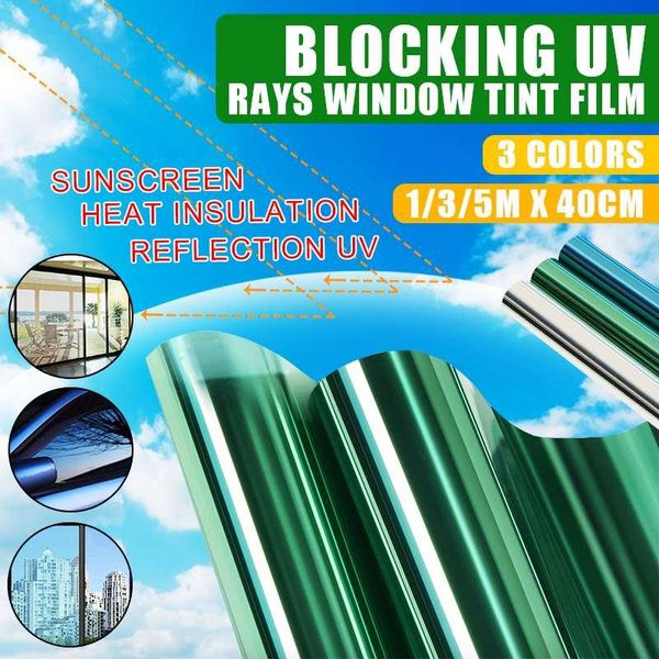 1 3 5 m x 40 cm Auto Thuis Eenrichtingsspiegel Vensterglas Gebouw Verven Film Zijkant Solar UV Bescherming Sticker Gordijn Schraper Zonnescherm248G