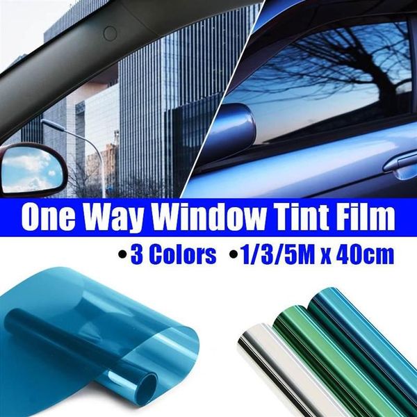 1 3 5mx40cm Voiture Maison One Way Miroir Fenêtre Verre Bâtiment Teinté Film Côté Solaire UV Protection Autocollant Rideau Grattoir Pare-Soleil211z