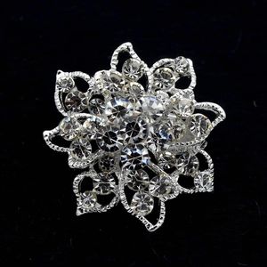 1.3 inch Sparkly Silver Tone Full Clear Rhinestone Crystal Diamante Small Flower Broches Pin Women Kleding Decoratie