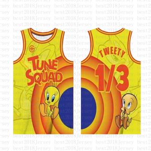 1/3 Tweety NCAA 2021 Film Space Jam Tune Squad Basketbal Jersey Blue 10 Lola! Taz 7 R.Runner Lebron 6 James 23 Michael 1 bugs Orange