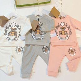 1-3 jaar Baby Hoodies sets Kinderkleding Sweatshirts kleine peuter Kledingset Designer Jongens Meisjes warm blauw roze grijs Outfits Trainingspak O4cT#