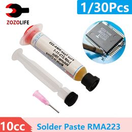 1/30pcs 10ccs Solder Souderie de pâte de pâte GRASSE avec aiguille RMA223 RMA-223 pour les puces LED BGA SMD PGA PCB DIY RÉPARATION OUTILS